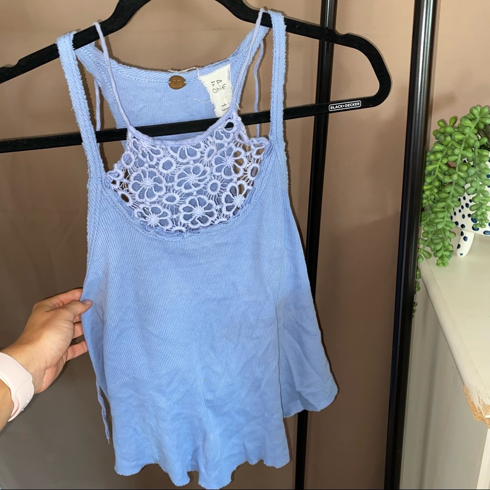 Free people blue halter tank top